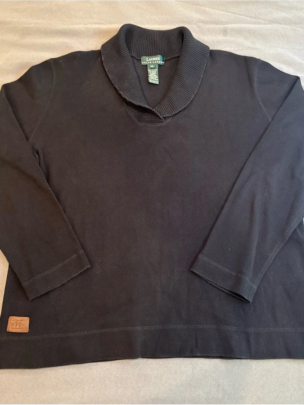 Lauren Ralph Lauren Women's Black Sweater with Neck Detail | Long Sleeve Size XL